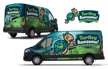hvac truck wrap design for Turtley Awesome! Cooling & Heating