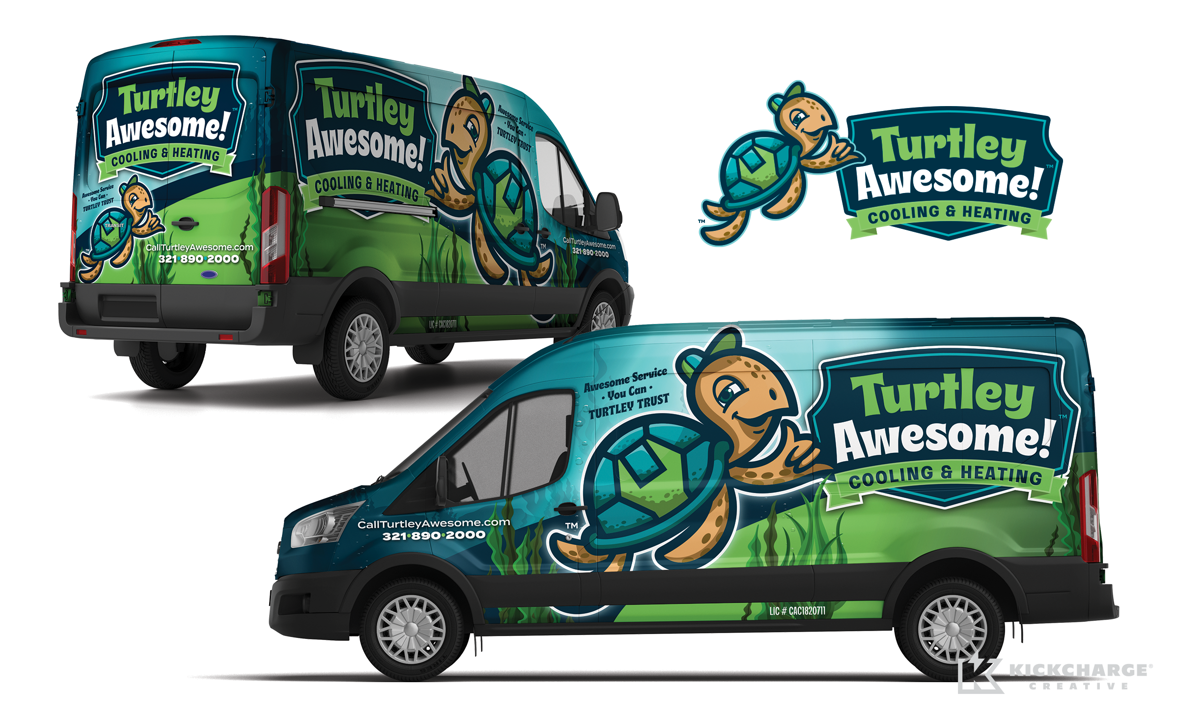 hvac truck wrap design for Turtley Awesome! Cooling & Heating