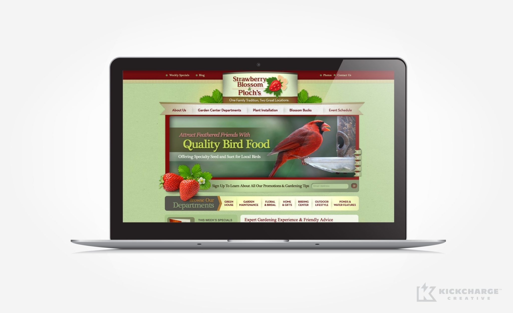 Web design for home and garden center that has two large retail locations in New Jersey.