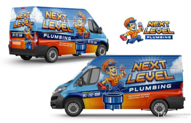 Truck wrap design for Next Level Plumbing.