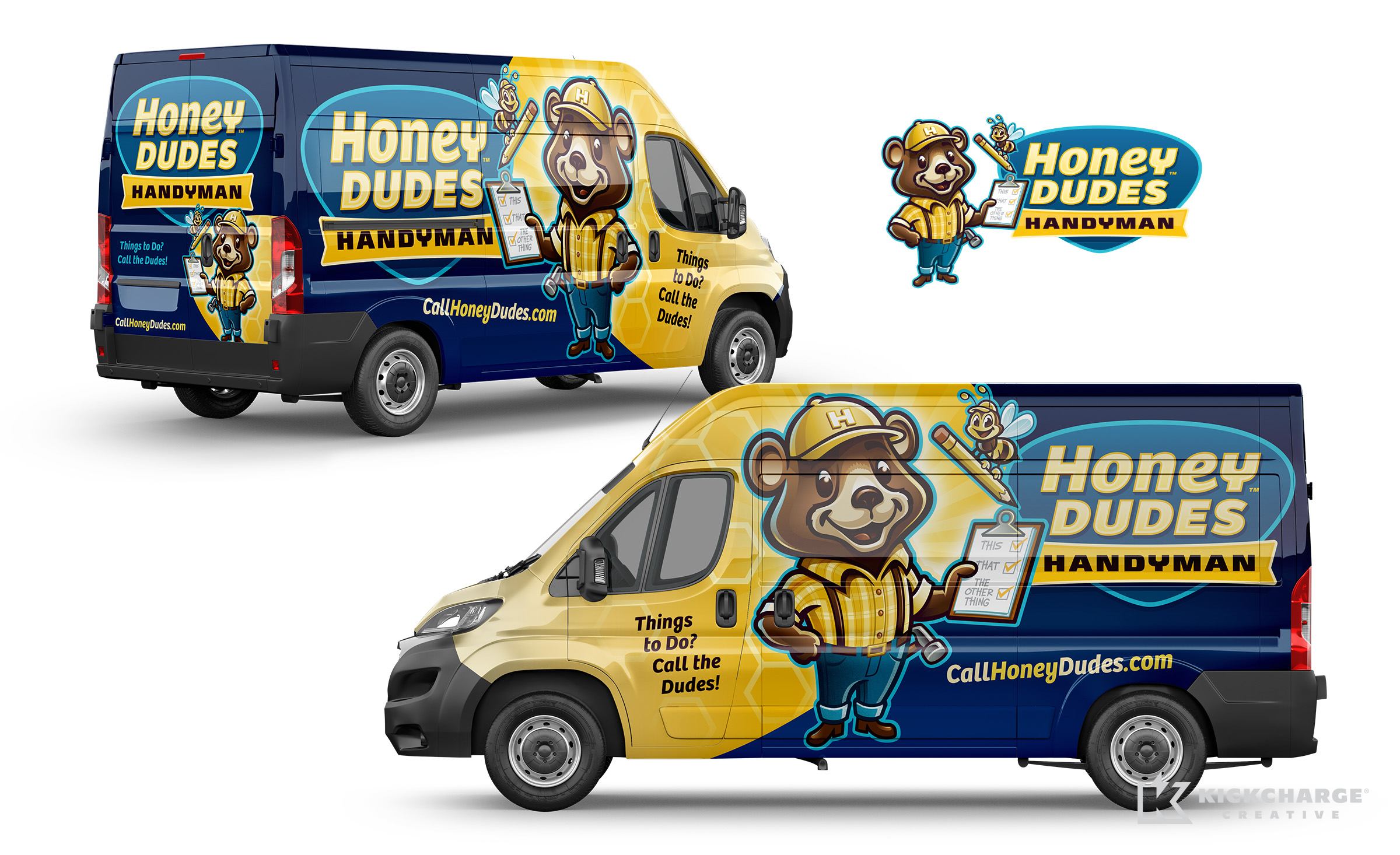 Truck wrap design for Honey Dudes Handyman.
