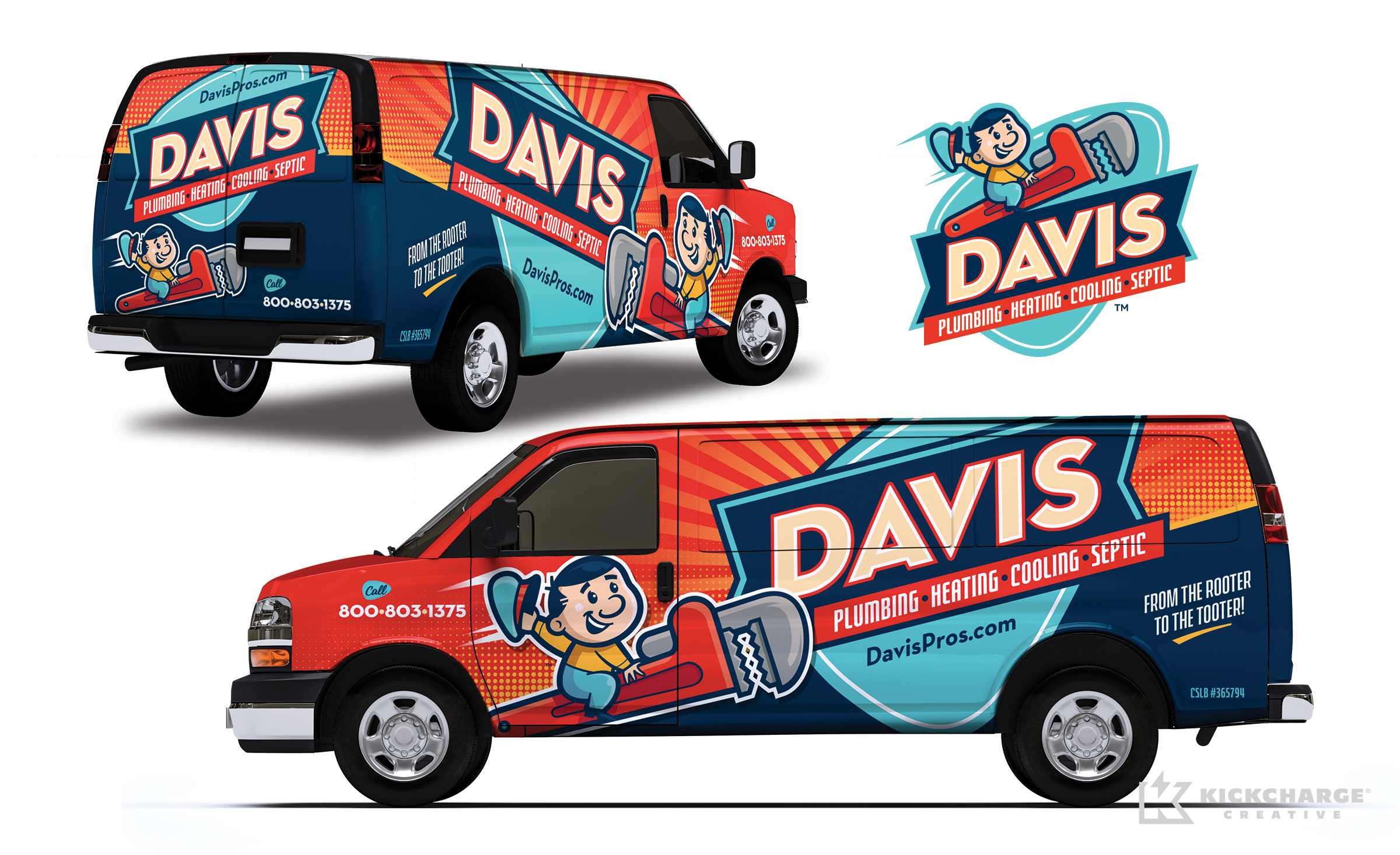 Truck wrap design for Davis Plumbing, Heating, Cooling & Septic